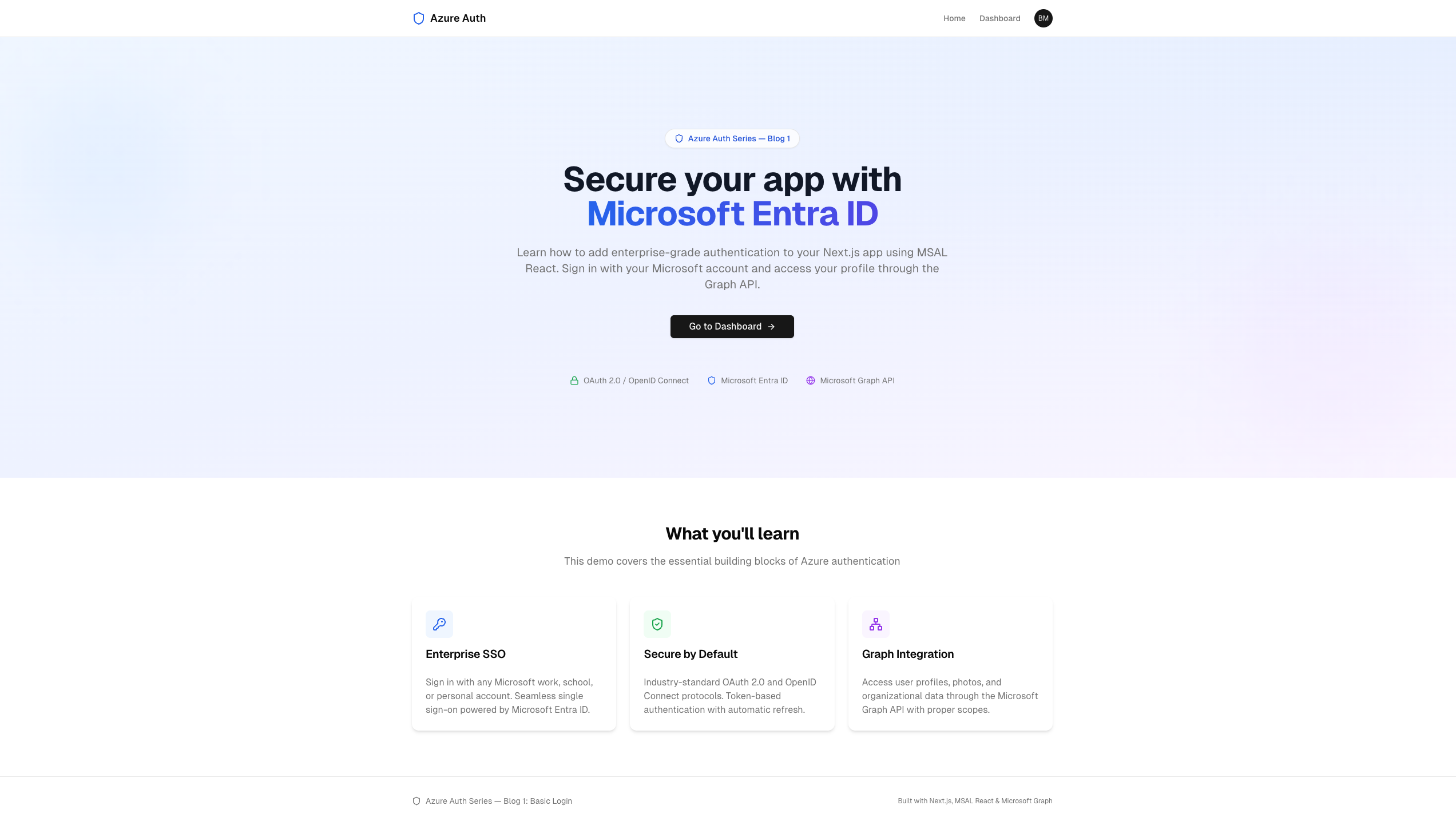 Authenticated Landing Page