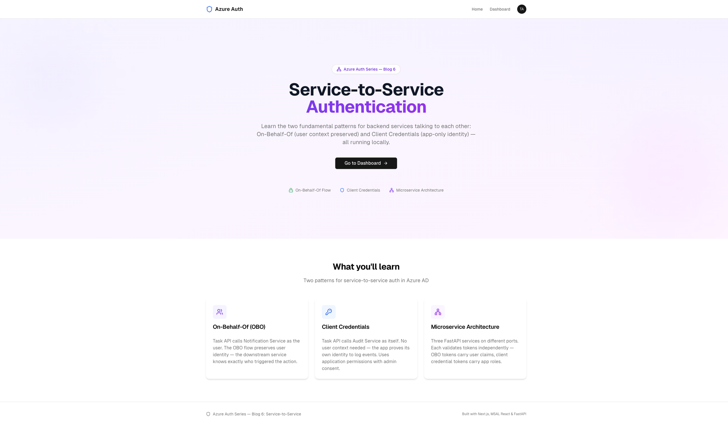 Service-to-Service Landing